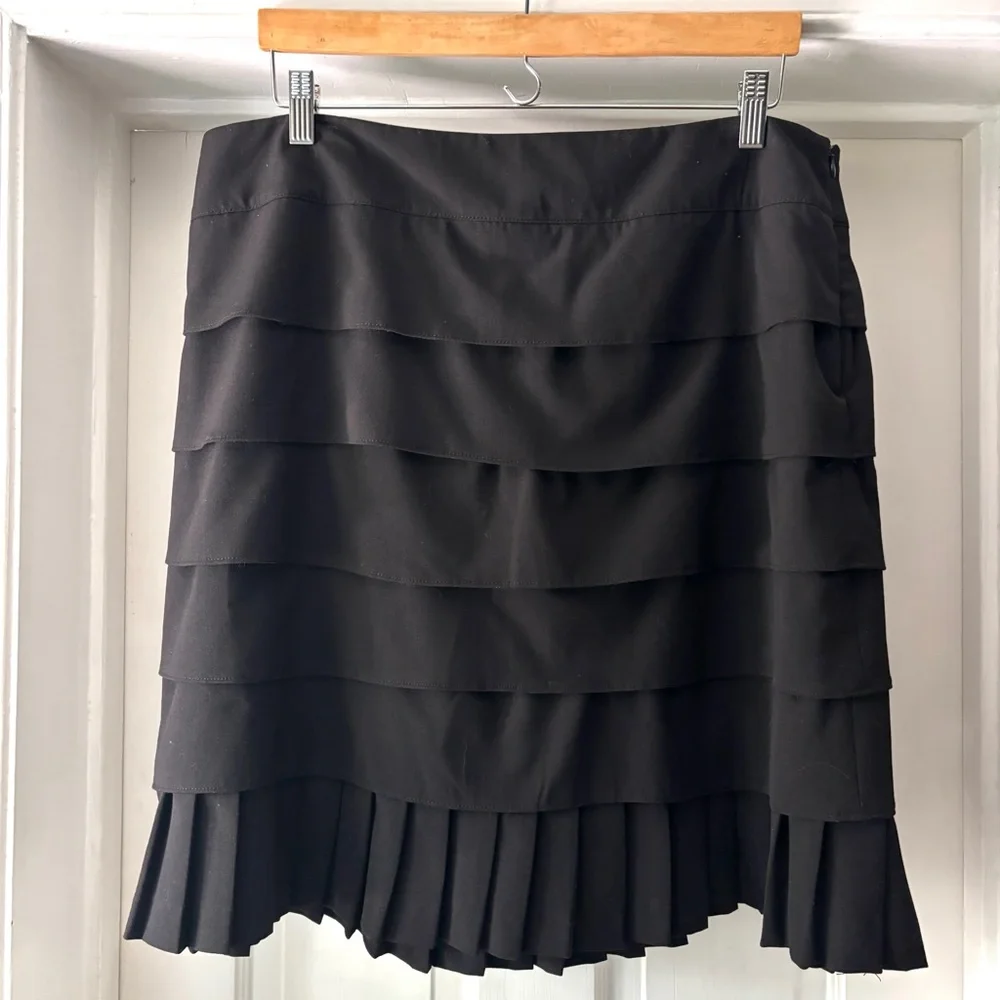 Sandro Sportswear Black Mini Skirt Ruffle Tiered Size 16 NWT